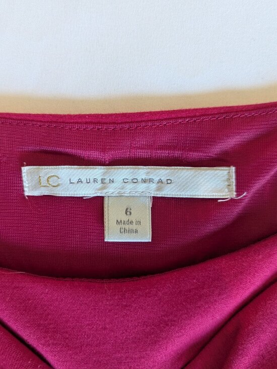 LC Lauren Conrad Magenta Pink Fit and Flare Sleeveless Dress with Bow Detail | 6 - Picture 5 of 6